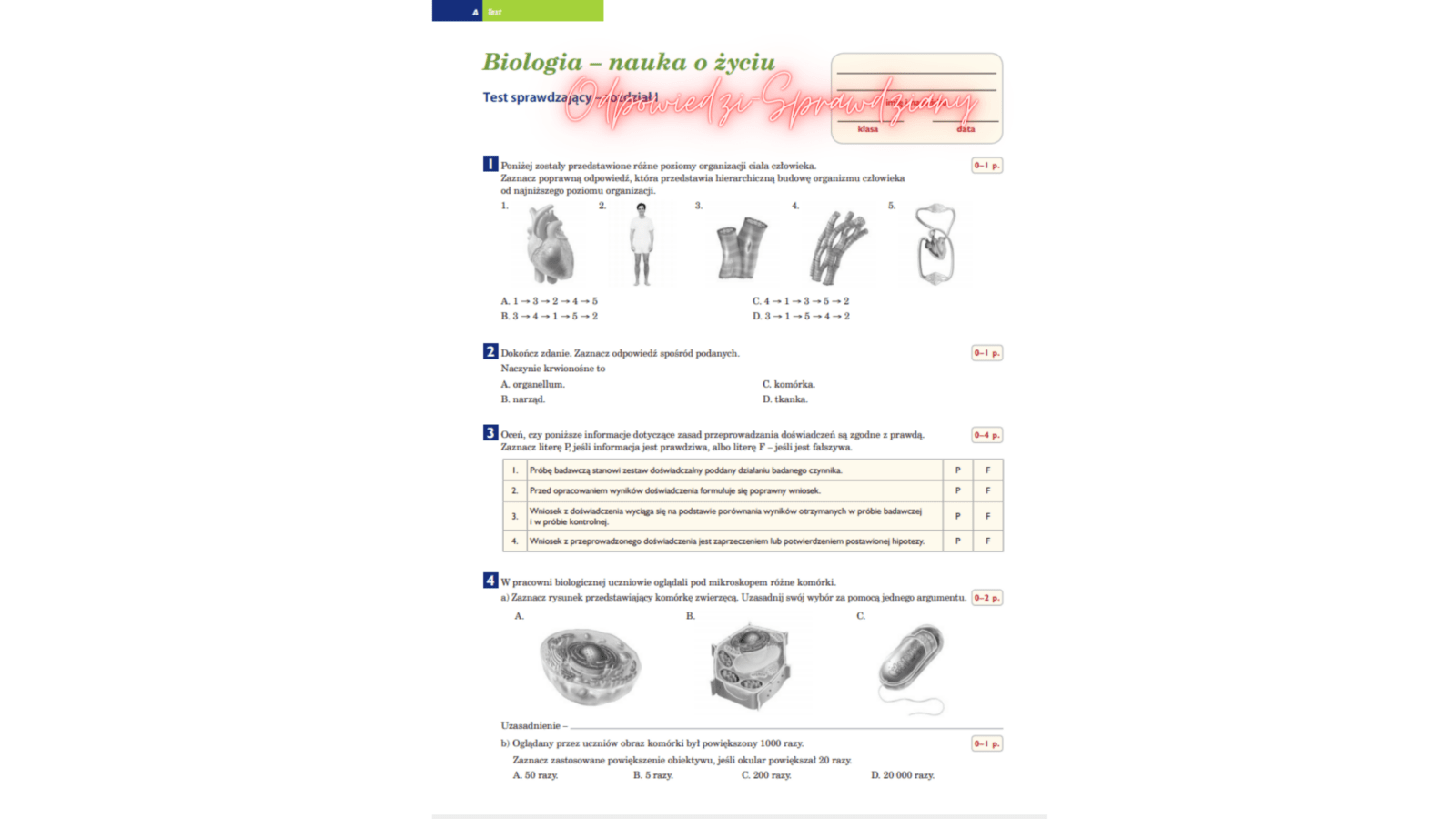 Biologia Nowa Era Klasa 7 Sprawdzian Puls Życia 7 Sprawdziany Odpowiedzi PDF do pobrania 2021